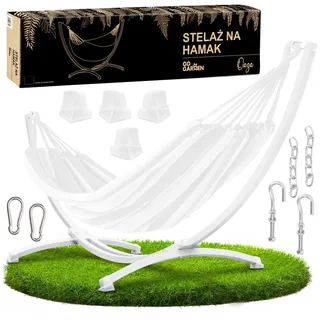 Zolta Hängemattengestell Für Garten und Balkon - Hängematte Outdoor Gestell - Gestell für hängematte 2 Personen - Maximale Belastung 220 kg - Stahl - 128 5 x 300 cm - Weiß