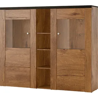 Home Affaire Highboard »Larona, zeitlose Hochkommode mit 2 Türen, Türkommode, Höhe 129,5 cm,«, Anrichte mit dekorative Rahmenoptik, Türen mit Glaseinsatz