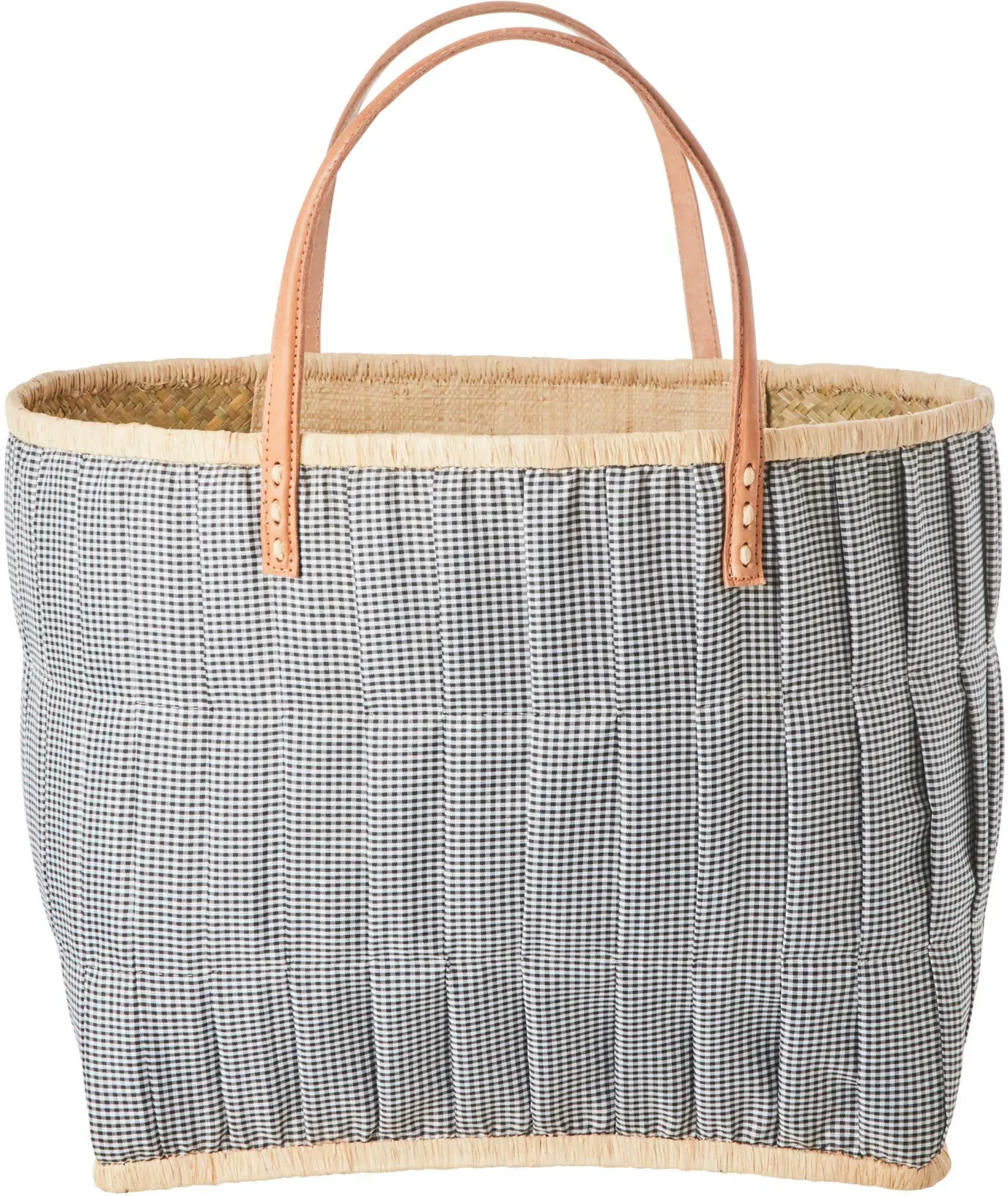 RICE Rice Tasche aus Bast mit Henkel, Large, Hellblau