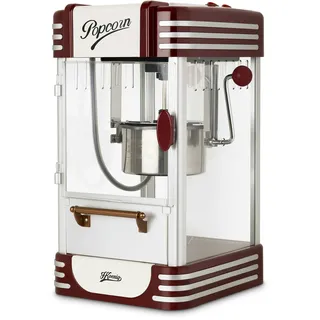 h.koenig Popcorn Machine, einfach und schnell, Retro-Design, Topf aus Edelstahl und Aluminium, Kapazität 50 g, 360 W