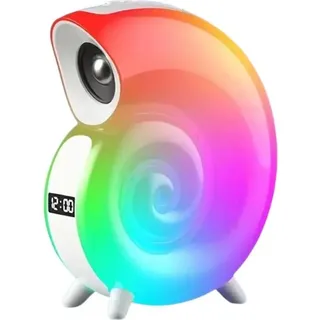 Trade Shop - cassa speaker bluetooth bt lampada led rgb conchiglia con orologio display sveglia -