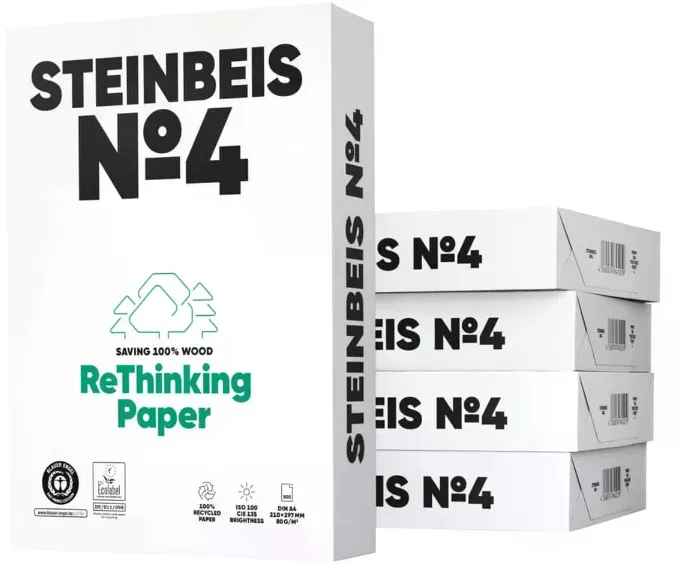Steinbeis No. 4, Evolution White, Recyclingpapier, A4, 80g, weiß, Karton à 2.500 Blatt