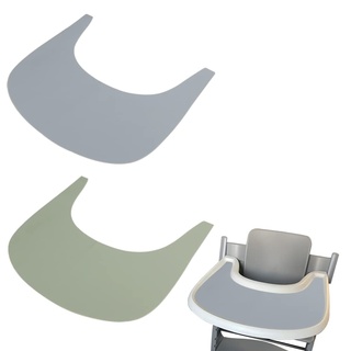 Silikon-Hochstuhl-Tischset für Stokke Tripp Trapp Stuhl, Baby-Hochstuhl-Tablett, Fingerfood-Tischset für Babys, Kleinkinder, Salbeigrün und Staubblau, 2 Stück