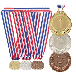 Relaxdays 12er Set Medaille für Kinder Gold,Kupfer,Silber