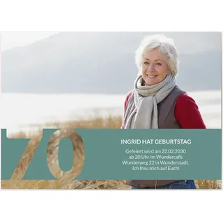 70. Geburtstag Einladungskarten Grün online gestalten und bestellen - Schablone in Türkis | Wunderkarten.de