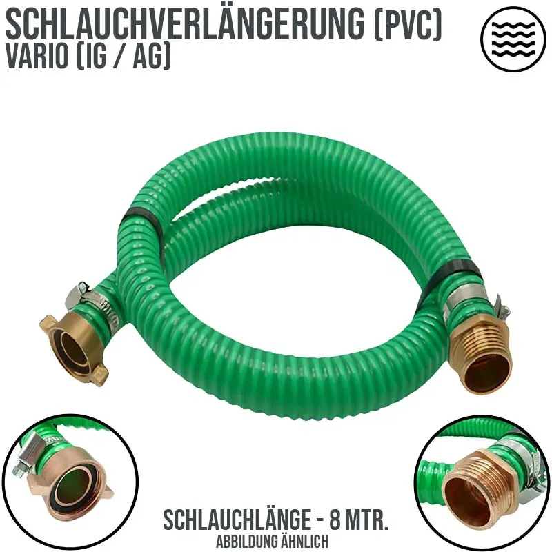 32 mm 1 1/4 Zoll Saug Schlauch Pumpen Garnitur Verlängerung  grün - 8 m"