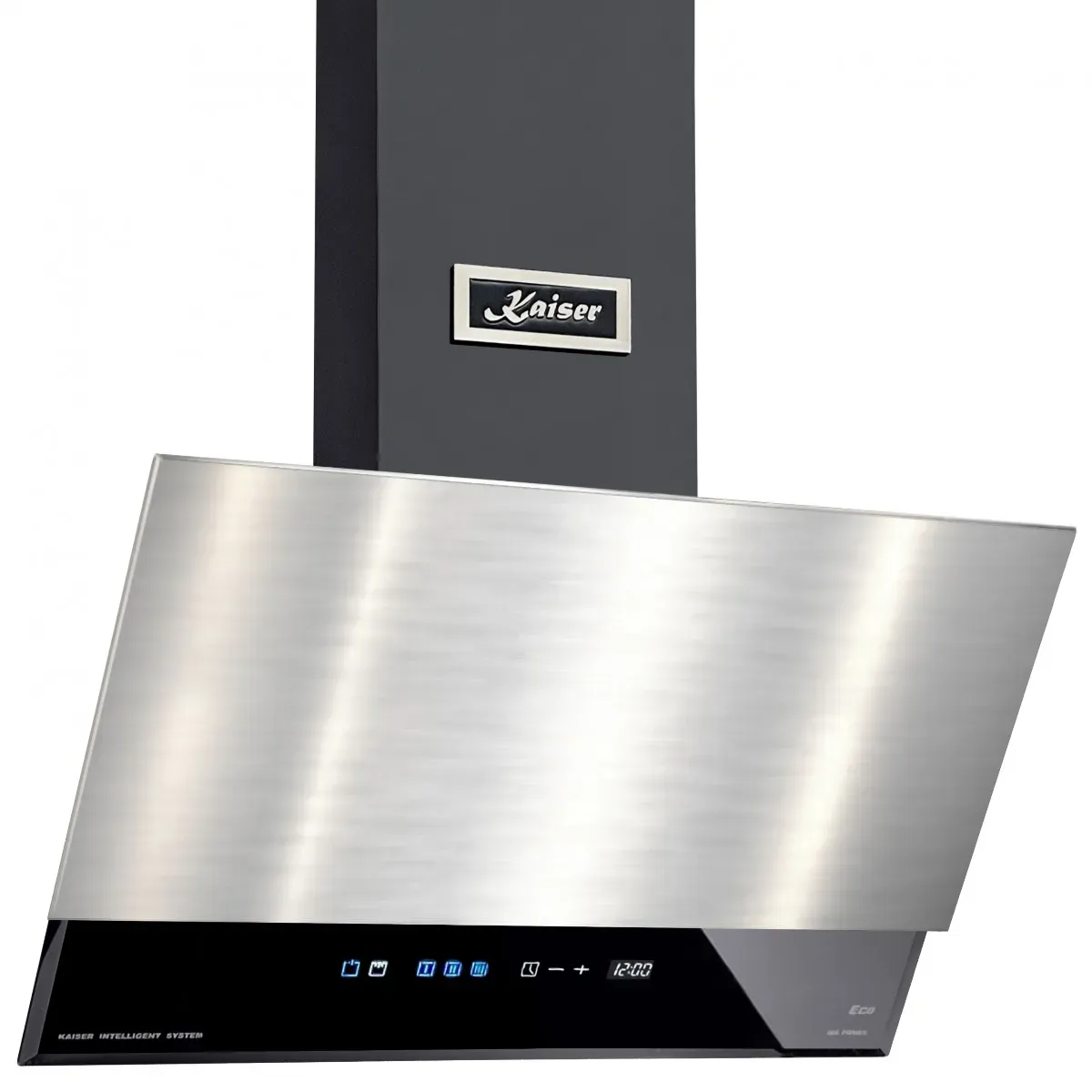 Kaiser AT 6410 FR ECO  Dunstabzugshaube 60cm kopffrei Wandhaube Edelstahl Schwarz Glas 1250m3/h