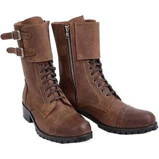 SIULAS Mittelalterliche PU-Leder Steampunk Stiefel - Renaissance LARP Stiefel Schuhe - Herren Kurze Reitstiefel Western Cowboy Stiefel,Braun,46 - 46 EU