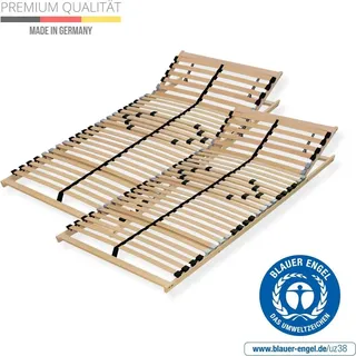 Verstellbarer Lattenrost 160x200, 7 Zonen, 28 flexible Leisten, 2x Lattenrost 80x200, hergestellt in Deutschland, Rahmen aus stabilem Buchenhoz, bi...