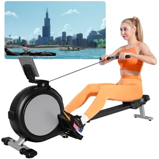 Lacuffy Indoor Rudergerät Magnetisch mit 32 Leisen Widerstandsstufen, Rudergerät 135 kg Kapazität App-Kompatibel, Cardio-Trainingsgerät für Zuhause mit LCD-Monitor