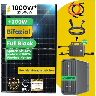 1000W/800W Balkonkraftwerk mit Speicher Komplettset 2,24 kWh Marstek B2500-D Speicher mit TSOL-MS 800W WIFI Wechselrichter Smart Mini Anlage