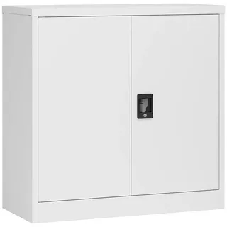 [en.casa] Aktenschrank Molise 90x40x90cm Stahl Lichtgrau