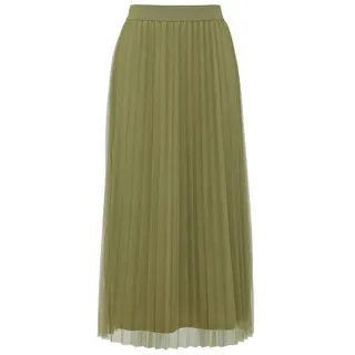S.Oliver - Langer Rock mit plissiertem Mesh und Jerseyfutter, Damen, Grün, 42