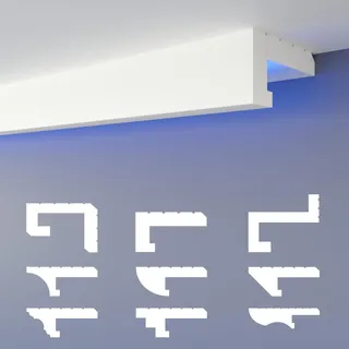 heximo LED-Schattenfugenprofil Stuckleisten, indirekte Beleuchtung XPS-Styropor-Trockenbau-Deckenleisten Lichtvouten-Deckenprofil 10.2 Meter HLED 11)