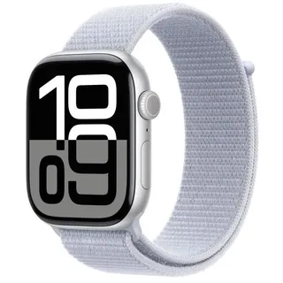 Apple Watch Series 10 GPS 46 mm Aluminiumgehäuse silber Sport Loop blaue Wolke
