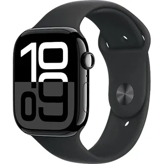 Apple Watch Series 10 GPS 46 mm Aluminiumgehäuse diamantschwarz Sportarmband schwarz M/L