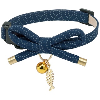 PetSoKoo Katzenhalsband mit Fliege und Glöckchen. Stilvolle Schleife mit Fischgräten-Anhänger. Sicherheitsverschluss, leicht, weich, langlebig.