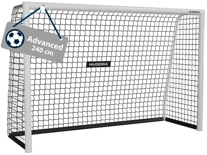 Hudora Fussballtor Advanced 240 (hochwertig, langlebig, einfacher Aufbau) weiss - 240x160x85cm