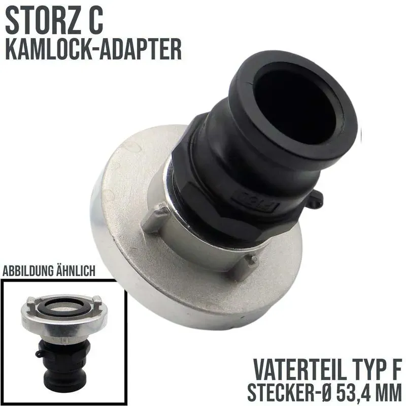 STORZ C DN 52 KA 66 Übergangsstück Adapter -> Kamlock Typ F Vaterteil 53,4 mm PN...