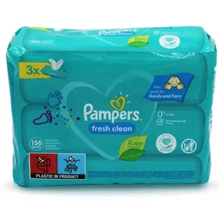Babytücher Pampers Fresh Clean Feuchttücher 3 x 52 Stück 156 Stück, dermatologisch getestet, pH-schonend