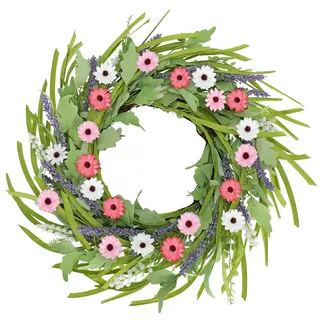Ø50cm Künstliche Gänseblümchen Blumenkranz, Türkranz Blumenkranz Deko groß Türkranz Wandkranz Frühlingsdeko für Frühlings-Sommer-Osterdekoration, Zuhause, Parties, Türen, Hochzeiten