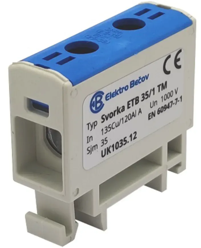 Hauptleitungsklemme Anschlussklemme ETB 35/1 Al/Cu Universalklemme elektroinstallation 2 Löcher Elektro Becov UK1035.12