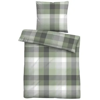 biberna Biber-Bettwäsche BELAMIS, Grün - 135 x 200 cm - Baumwolle - Polyester - mit Reißverschluss