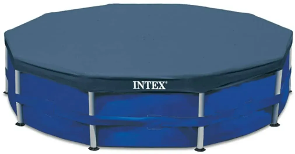 Intex 28031 Round Pool Cover - Poolabdeckplane - Ø 366 cm - Für Metal und Prism Frame Pool, Dunkelblau