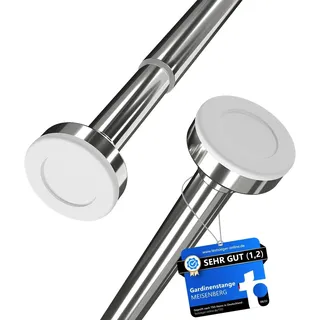 MEISENBERG Teleskopstange Vorhang 140-250cm - Gardinenstange ohne Bohren - Silber - Vorhangstange Klemmstange - Spannstange Ausziehbar - 2Stück