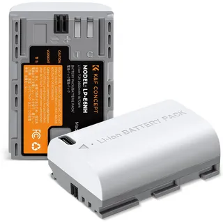 K&F CONCEPT LP-E6NH Kamera-Akku, Upgraded 2600mAh hohe Kapazität mit Typ C Direktladeschnittstelle Kompatibel mit Canon EOS 90D/80D/70D/5D Mark II III IV/5DS SR/6D/6D Mark II/R5 R6 R6 II R7 (2 Akkus)