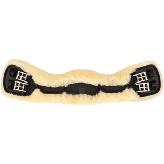 Sattelgurt Mondgurt Kurzgurt Lammfellgurt Hellgelb/Schwarz / 80 cm