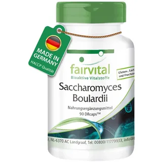 Fairvital | Saccharomyces Boulardii - 90 Kapseln - HOCHDOSIERT mit 320mg pro Kapsel - VEGAN - standardisierte wohlwollende Hefekultur
