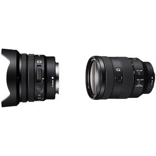 Sony E PZ 10–20 mm F4 G | APS-C-Objektiv mit leistungsstarkem Zoom (SELP1020G), schwarz & FE 24-105mm f/4 G OSS | Vollformat, Standardzoomobjektiv (SEL24105G)
