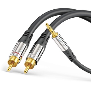 Sonero Premium Audio Adapterkabel, 5,00m, 3.5mm Klinke auf 2x Cinch Stecker, vergoldete Kontakte, schwarz, S-AC600-050