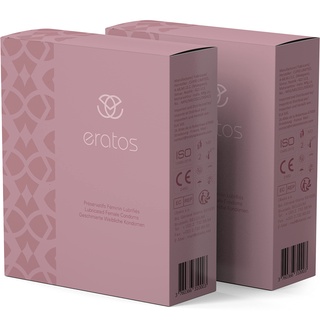 ERATOS - Frauenkondome, Female condom - Mit patentiertem Einführdorn - Latex natürlichen Ursprungs Geruchlos - Gleitmittel auf Wasserbasis - CE-Norm - 12er Pack Kondome für Frauen