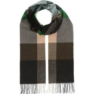 FRAAS Herren-Schal Blockkaro aus reinem Cashmink - 30 x 180 cm - Perfekt für Herbst & Winter - Feiner als Cashmere - Plaid Fransenschal - Made in Germany Dark Olive