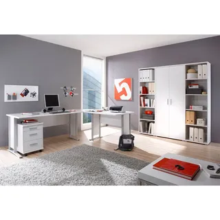 möbelando Büro-Set Büroprogramm Bürokombination Büroeinrichtung Komplettset Clermont I Weiß