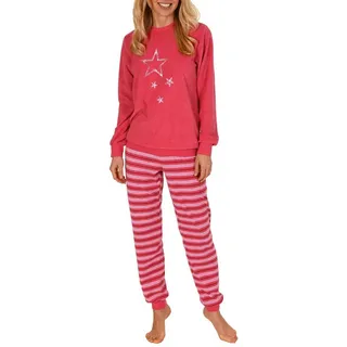 Normann Pyjama Normann Damen Frottee langarm Schlafanzug Pyjama rosa 36