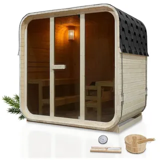Artsauna Fasssauna Fjora 9 kW Ofen Glasfront