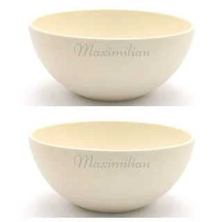 Magu 2x Müslischüssel mit Namen 16cm personalisiert Biopolymer | Osternest Bio Kunststoff 100% Erdölfrei Schüssel - Individuelle Namensgravur 135062 naturweiß