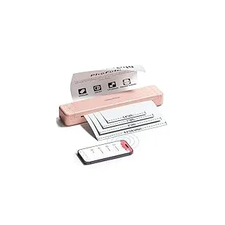 PhoFuta Mobiler Drucker Pink - Bluetooth Handydrucker Tragbar, Upgraded 300dpi für Mehrere Papiergrößen, Thermopapier und A4 für Unterwegs und Reise