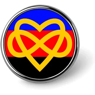 Polyamorie-Flagge mit Unendlichkeitsherz, runder Anstecker, Brosche, Knopf, stilvolles Aluminium- tiv für Kleidung, Rucksäcke und Hüte