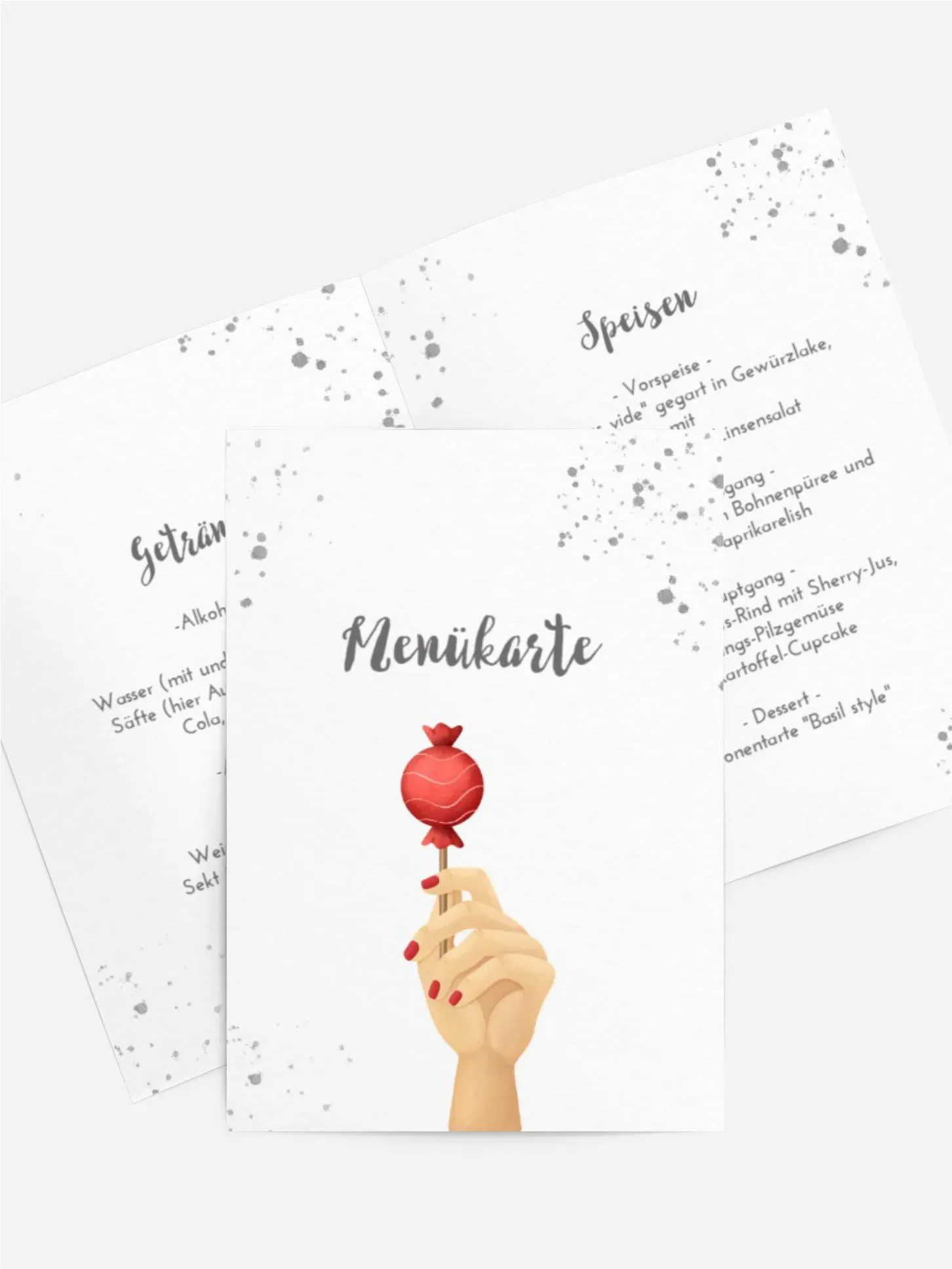 Menükarten für Ihr Fest selbst gestalten mit Spruch und Fotos im Onlinedesigner bei Meine-Kartenmanufaktur.de