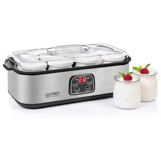 First Austria TZS First Austria - Joghurtbereiter 25W inkl. 8 Glasbehälter à 180 ml für bis 1,4L selbstgemachten Joghurt - Yogurt Maker mit Temperatur 20-55°C, Abschaltautomatik & LCD-Display - Joghurtmaschine weiß