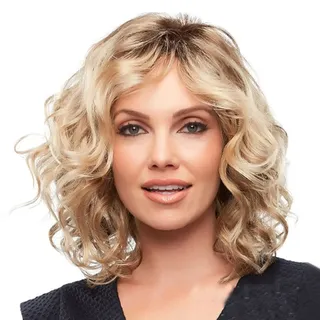 Liummrcy, blonde Perücken für Frauen, synthetisches Gold kurzes lockiges Anti-Kriegs-Haarperücken Wasserwellenhaar Perücken