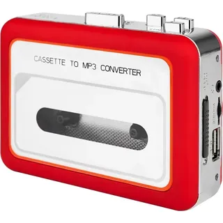 Tragbarer Kassettenrekorder Stereo-Dual-Kanal USB-Laufwerk Kassette zu MP3 Konverter Klare Klangqualität Rot