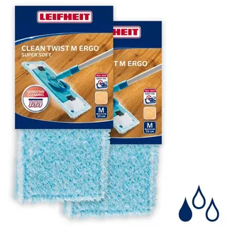 Leifheit 2er Set Wischbezug Combi/TWIST M 33cm Bezug Parkett, & Holzböden