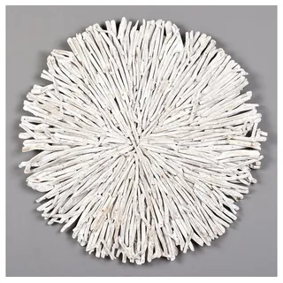 LebensWohnArt Dekoobjekt Wand-Deko-Objekt BULAT White Wash Ø ca. 70cm Treibholz Wandbild