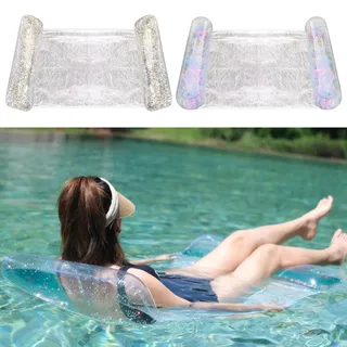 2Pack Luftmatratze Pool, 2 Stück Wasserhängematte, Luftmatratze Wasser, Wasserspielzeug Pool Luftmatratze Erwachsene, Wasserhängematte Mit Netz Aufblasbare Pool Zubehör Spielzeug Spaß