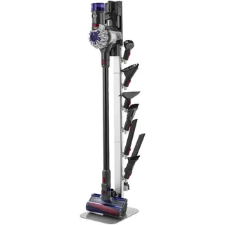 Vevor Staubsaugerständer 126 cm, kompatibel mit Dyson G5 V15 V12 V11 V10 V8 V7 V6 Serie Standstaubsaugern & Zubehör, Bodenständer, Halterung mit 6 Haken & rutschfesten Fußpolstern, Silber